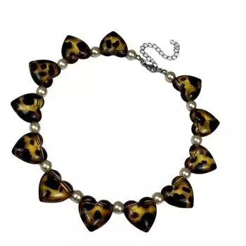 Уникальное колье-чокер с подвеской в виде кристалла и принтом животного, легкий модный аксессуар для вечерних мероприятий 2