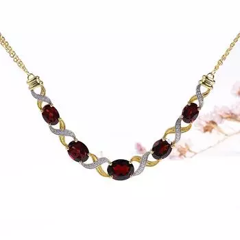 Уникальное колье из серебра 925 пробы с дизайном виноградной лозы, с натуральным овальным гранатом, изящное ювелирное изделие для женщин на день рождения, свадьбу, банкет, в подарок M белый