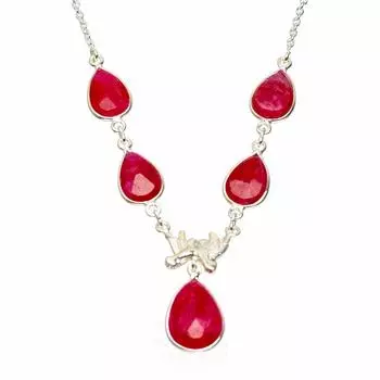 Уникальное колье ручной работы StarGems с натуральным вишневым рубином длиной 17,75 дюйма A3249