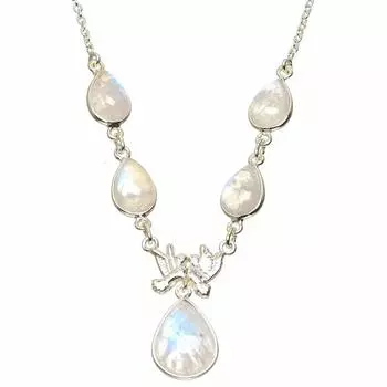 Уникальное колье ручной работы StarGems из натурального радужного лунного камня 17,5 дюймов A3230
