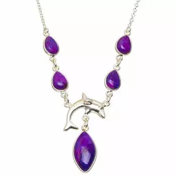 Уникальное колье ручной работы StarGems с натуральной бирюзой 17,5 дюймов A3201