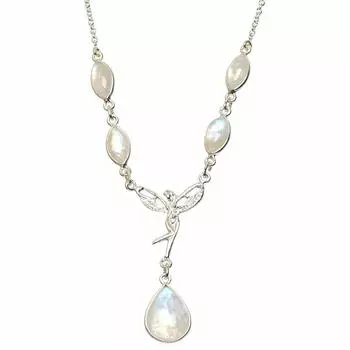 Уникальное колье ручной работы StarGems из натурального радужного лунного камня длиной 17,75 дюйма A3202