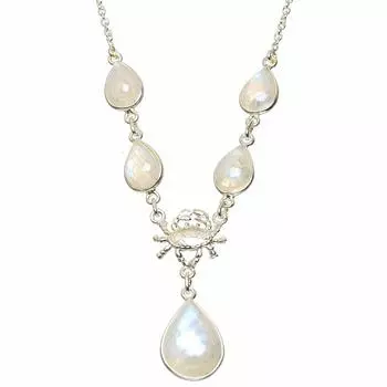 Уникальное колье ручной работы StarGems из натурального радужного лунного камня 17,25 дюйма A3220