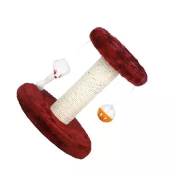 Уникальное кошачье дерево с подвесными шариками, когтеточка и лазалки, прыжки, когтеточка с подвесными шариками, когтеточка бежевый