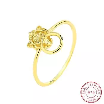 Уникальное круглое кольцо для пары с головой льва для женщин, оригинальное геометрическое оригинальное стерлинговое серебро, подарок на помолвку, ювелирные изделия, нейтральное кольцо, креативное кольцо из серебра 925 пробы 6 золотой