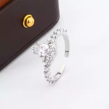 Уникальное модное регулируемое кольцо, модные ювелирные изделия, свадебные украшения, обручальное кольцо с короной из кубического циркония resizable белый