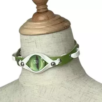 Уникальное ожерелье-чокер «Глаз дьявола», ювелирный аксессуар для модных женщин, из мягкой прочной ПУ-кожи, портативное для вечеринок зелёный