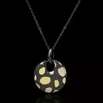 Уникальное ожерелье для женщин, черное золото, цепочка с цирконием, полый диск, кулон, преувеличенные ювелирные изделия, женская цепочка для свитера чёрный