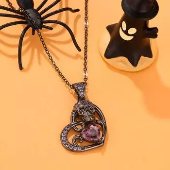 Уникальное ожерелье с подвеской в виде головы черепа из черного золота для женщин и мужчин, ожерелье для вечеринки в честь Хэллоуина, подарок фиолетовый