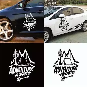 Уникальное приключение ждет светоотражающая наклейка «сосна гора» наклейка автомобильный декор белый