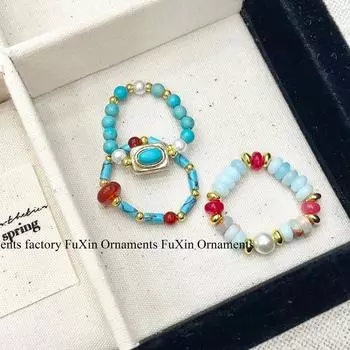 Уникальное стековое кольцо Dopamine Blue Island Series - Niche для мизинца/указательного пальца