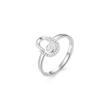 Уникальное U-образное кольцо с бриллиантом в форме вспышки, модное трендовое легкое роскошное женское нишевое дизайн-кольцо с геометрическим отверстием, регулируемое Copper (opening adjustable)