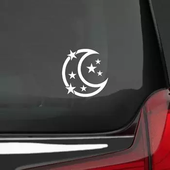 Уникальные автомобильные наклейки со звездами и луной, светоотражающая виниловая водонепроницаемая наклейка для кузова автомобиля, окон, самоклеящаяся цветная наклейка 14.4cmX15cm