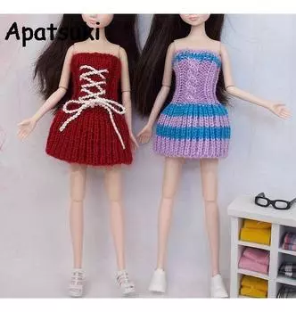 Уникальные аксессуары для кукол Трикотаж Платья с открытыми плечами для кукольного домика Барби Цельное платье Одежда для куклы Блайз 1/6 BJD красный