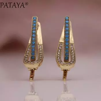 Уникальные длинные серьги PATAYA, серьги с подвесками из синего золота со звездами и камнями