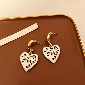 Уникальные и изысканные серьги в форме сердца с леопардовым принтом для изысканного стиля