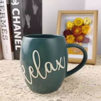 Уникальные и креативные керамические кружки в стиле ретро, кофейные чашки и чайные кружки для домашнего использования 601-700ml зелёный