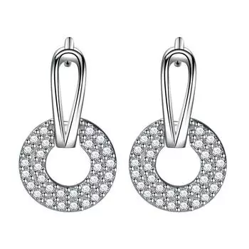 Уникальные и романтичные круглые геометрические серьги-клипсы женские микроцирконовые серьги корейский стиль женские универсальные полные бриллиантовые серьги-кольца