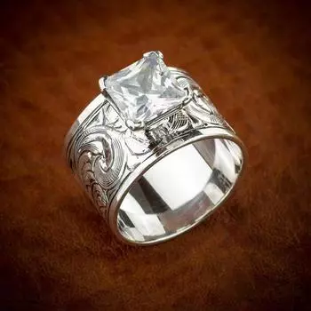 Уникальные красивые модные украшения Серебряный цвет Цирконовое кольцо Свадебное обручальное кольцо с цирконом 5 серебряный