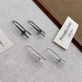 «Уникальные матовые серьги-звезды — легкая роскошь, высококлассный дизайн для модных женщин, путешествующих на работу» E0838 four-pointed star серебряный