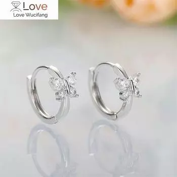 Уникальные модные женские серьги-бабочки, нежные серьги-кольца серебряного цвета, стильные украшения для вечеринок, универсальные аксессуары белый