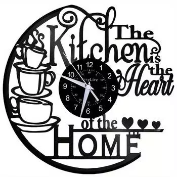 Уникальные настенные часы с виниловыми пластинками — бесшумные, тема для домашней кухни, идеально подходят для декора гостиной, спальни, офиса чёрный