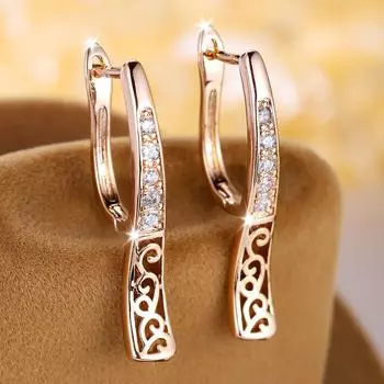 Уникальные полые серьги-кольца с цветочным узором, нежные инкрустированные цирконом геометрические серьги, вечерние ювелирные изделия, подарки золотой/белый