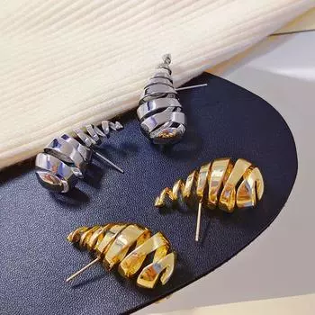 Уникальные полые спиральные серьги с каплями воды золотого и серебряного цвета для женщин, серьги для банкета и вечеринки, подарок золотой