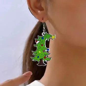 Уникальные ретро рождественские деревянные серьги ручной работы, легкие деревянные снежинки, снеговики, елочные колокольчики, подвесные серьги для женщин, рождественские украшения One Size