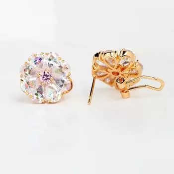 Уникальные серьги-гвоздики CMM с блестящим многоцветным цирконием разноцветный