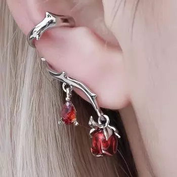 Уникальные серьги-клипсы с красными розами, ювелирные изделия из цинкового сплава, элегантный винтажный стиль, модные женские серьги-клипсы для свиданий красный