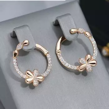 Уникальные серьги-подвески в виде хрустальных цветов для женщин, золотые, белые, с цирконием, для девочек, рождественские украшения, подарки золотой