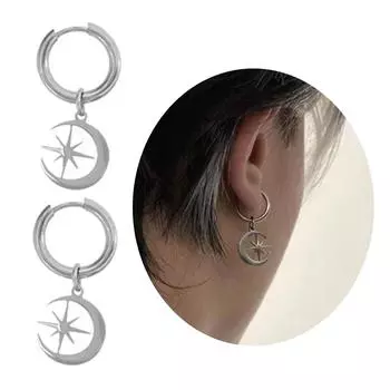 Уникальные серьги с четырьмя остроконечными звездами. Модные и персонализированные крючки для ушей. Стильные украшения для ушей для любителей стиля. A