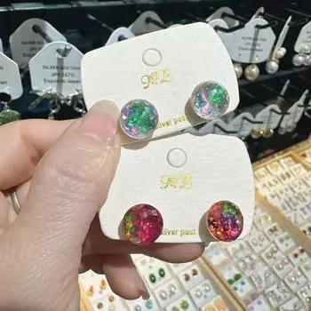 Уникальные сжатые преувеличенные серьги Семь цветов Восстановление древних путей Ослепительные цветные серьги Нежные серьги красный