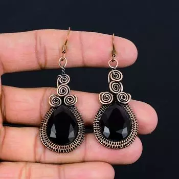 Уникальный аметист, драгоценный камень, серьги ручной работы из чистой медной проволоки, обернутые ювелирными изделиями 2.68 Inches фиолетовый