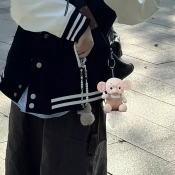 Уникальный аксессуар-брелок с хрустальными бусинами, креативный брелок из бисера с кроликом, ремешок для камеры, подвесное украшение для любителей животных