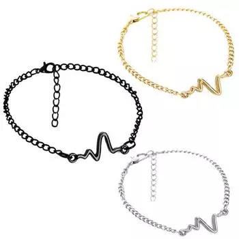 Уникальный браслет-цепочка со звуковой волной, браслет для женщин, пара, ювелирный подарок чёрный