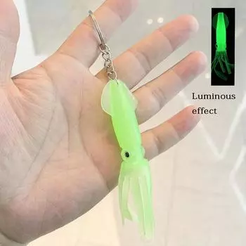 Уникальный брелок для ключей, имитирующий кальмара, приманка для ловли рыбы, светящийся брелок для сумки, кулон, ювелирные изделия, украшения для рюкзака, аксессуары, подарок другу