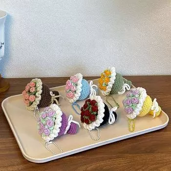 Уникальный брелок для ключей в виде букета роз, связанный крючком, изысканная сумка-подвеска для женщин style 10