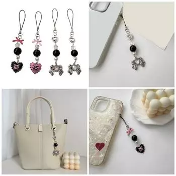 Уникальный брелок-подвеска в виде банта для сумки, брелок в виде сердца, модный ремешок для мобильного телефона, идеальный подарок для девушки 2 розовый