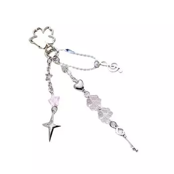 Уникальный брелок-подвеска в виде цветка-звезды, модный аксессуар для сумки, держатель для ключей, украшение с бусинами для девичьих кошельков и ключей розовый