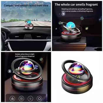 Уникальный дизайн, держатель для автомобильного освежителя воздуха на солнечных батареях, вращающийся на 360 градусов, алюминиевый держатель для автомобильного ароматизатора для автолюбителей A чёрный