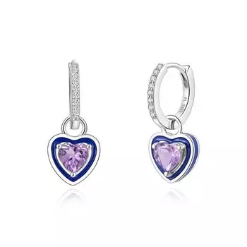 Уникальный дизайн Два способа ношения, разработанные из натурального аметиста в форме сердца, серебро 925 пробы для женщин и девушек, повседневная одежда, подарки M фиолетовый