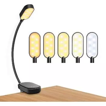 Уникальный дизайн, гибкое энергосбережение, 1 Вт, 5 режимов, 2000–6000 К, простой в использовании мини-зажим, светодиодное чтение книг black