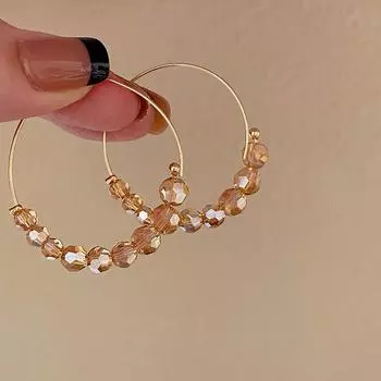 Уникальный дизайн, круглые серьги с кристаллами, новые легкие геометрические серьги в роскошном стиле