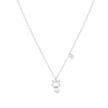 Уникальный дизайн лунный камень кошка ключица цепочка женский легкий роскошный день милый питомец кошачий коготь ожерелье Copper (White Gold)