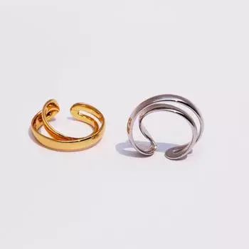 Уникальный дизайн, нерегулярное двухслойное трехмерное многослойное кольцо с холодным ветром, простое открытое кольцо на указательный палец 979 adjustable opening золотой
