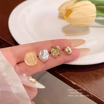 Уникальный дизайн Sense нерегулярные серьги из жидкого металла для женщин 1 set