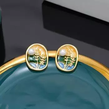 Уникальный дизайн серьги-цветы пшеницы женские французские ретро эмаль масляные серьги с каплями высокой темпераментности нишевые серьги 18K