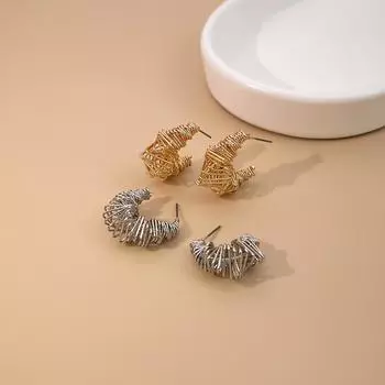 Уникальный дизайн, смелый и индивидуальный, идеально подходит для отпуска — необычные витые полые серьги золотой